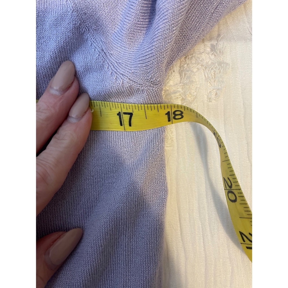 Ecanuer Lavender Scalloped Cardigan XL Soft Knit Quiet Luxury Preppy - Picture 7 of 8